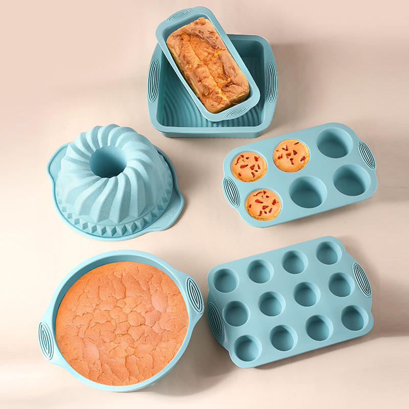  Silicone Bakeware Set Muffin Cake Tray Toast and Loaf Bread Baking Mold Silicone Cake Molds Set for Baking