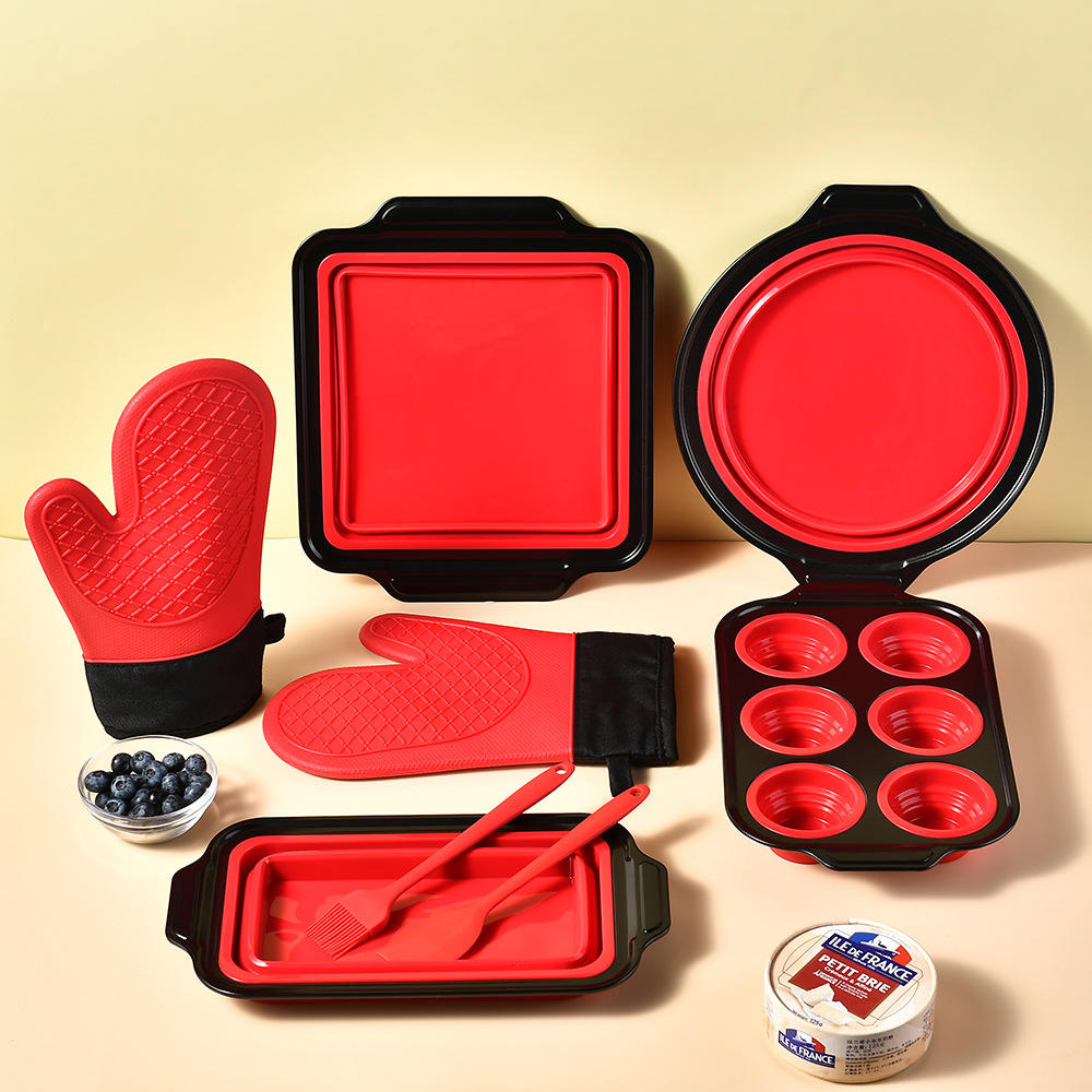 Wholesale 8-Piece Bakeware Set Heat-Resistant 6-Hole & 12-Hole Donut Mold Cake Tray & Toast Mold for Oven Baking