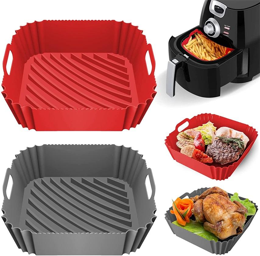 Food Grade Baking Tray Reusable Silicone Air Fryer Liners Square Air Fryer Basket