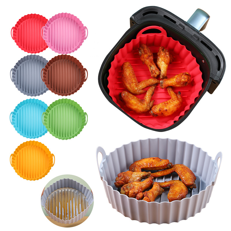  Reusable Food Grade Silicone Round Air fryer Liners Baking Tray Basket Accessories