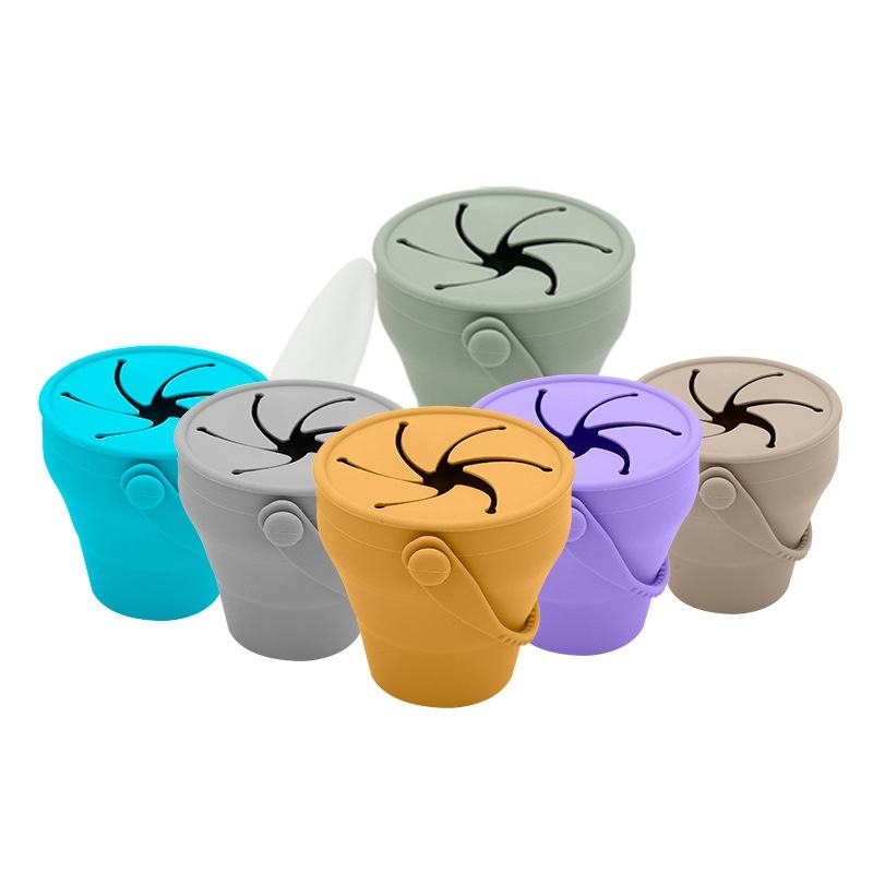Silicone Snack Cups with Grip Handle Spill Proof Food Container Snack Cups for Toddlers