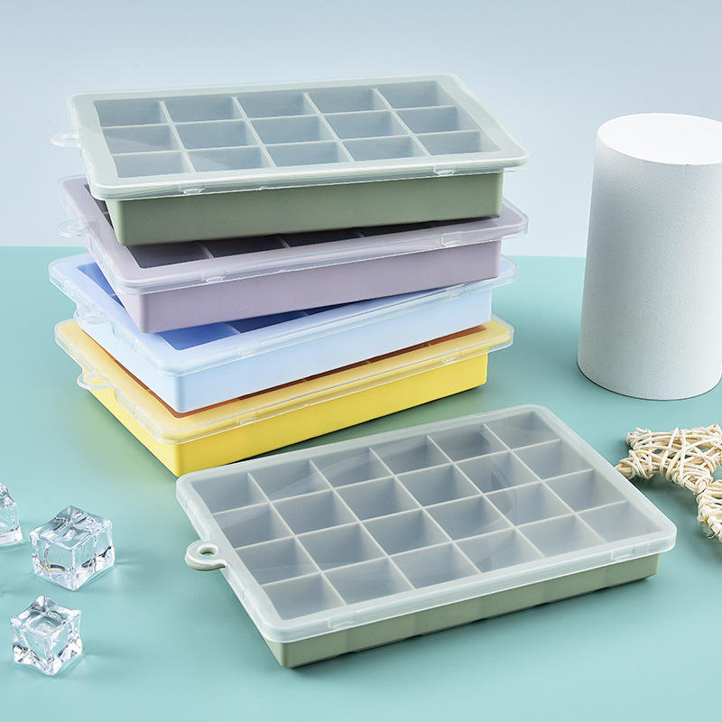 Silicone Ice Cube Tray 15 Hole Mold Custom Whisky Ice Ball Maker Mold With Lid for Ice Cubes