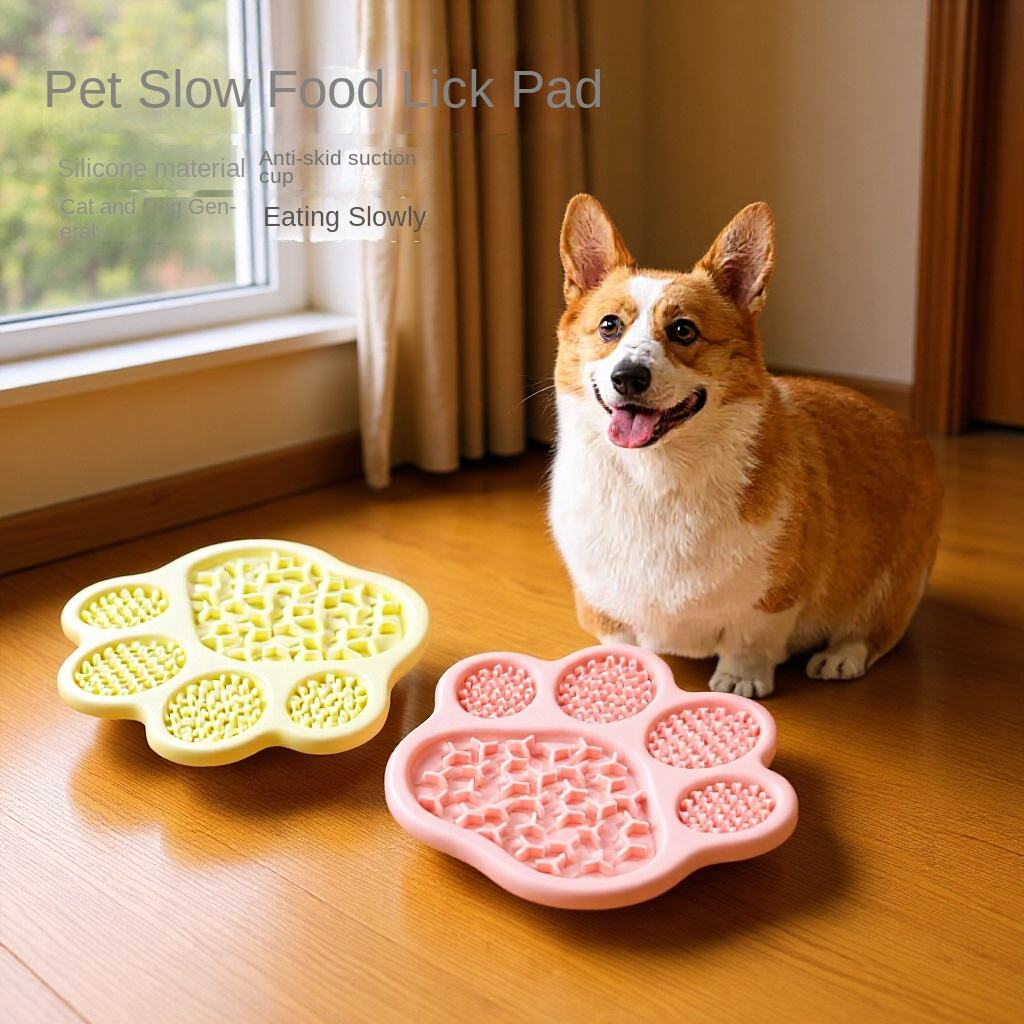 Eco-Friendly Silicone Slow Feeder Lick Mat Silicone Slow-Eating Paw-Shaped Bowl for Cats Dogs Anti-Slip Anti-Choking Waterproof