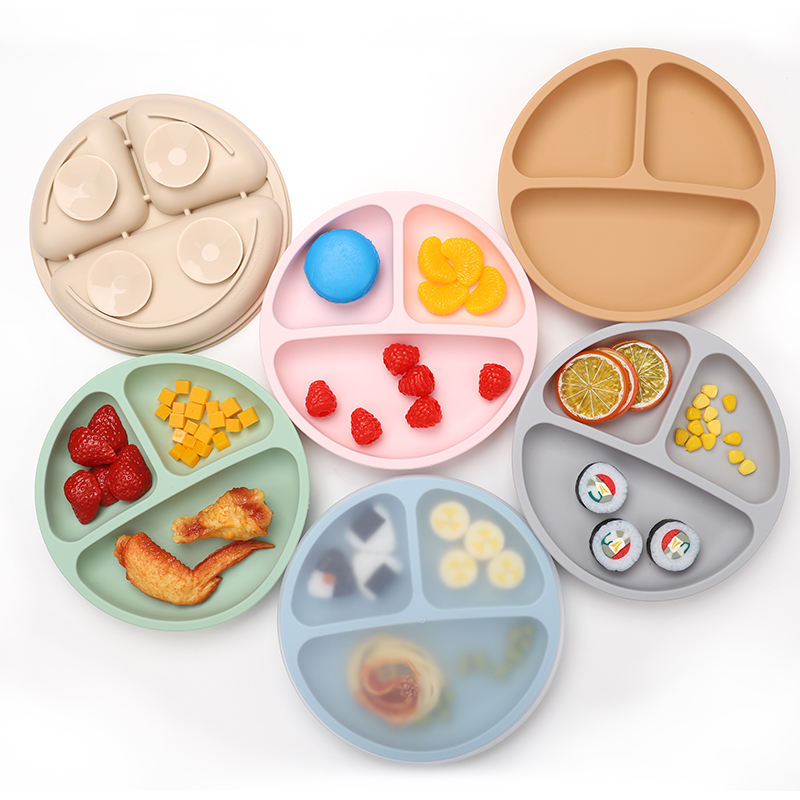  BPA Free Silicone Baby Plates for Toddler Kid Non-toxic Silicone Suction Baby Plate