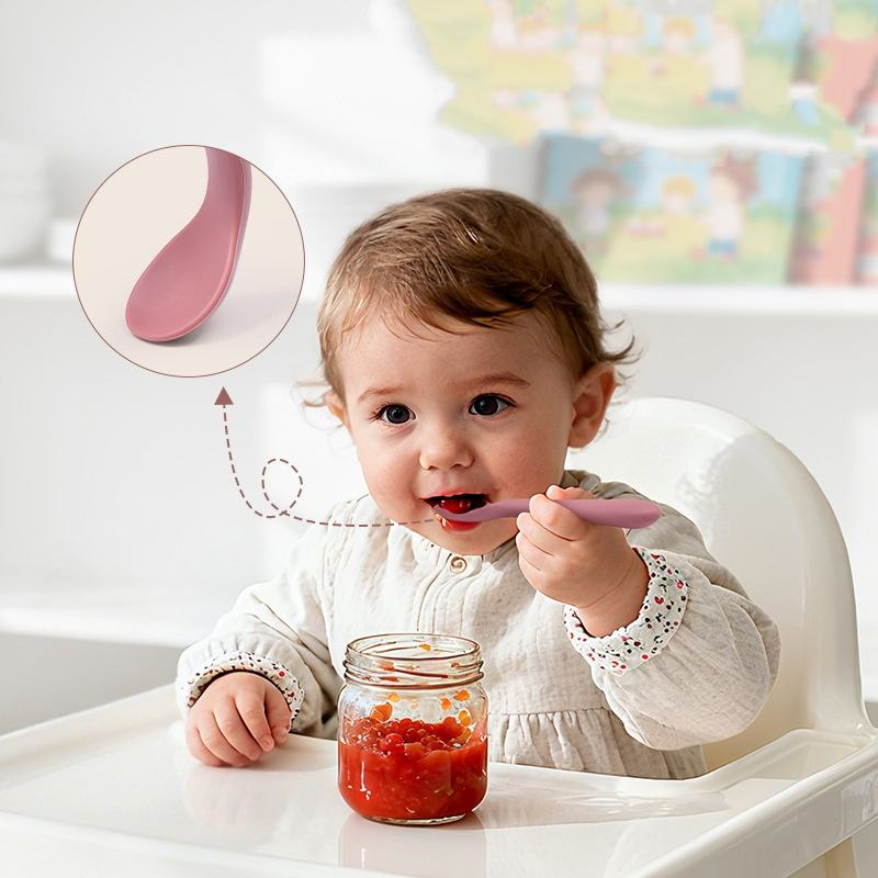  Silicone Baby Feeding Spoons for First Stage Baby and Infant Baby Utensils Feeding Supplies Dishwasher & Boil-proof